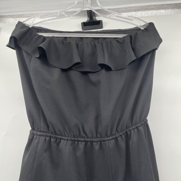 Glam Womens Strapless Romper Cinched Waist Ruffle Black Size Medium - Picture 6 of 9